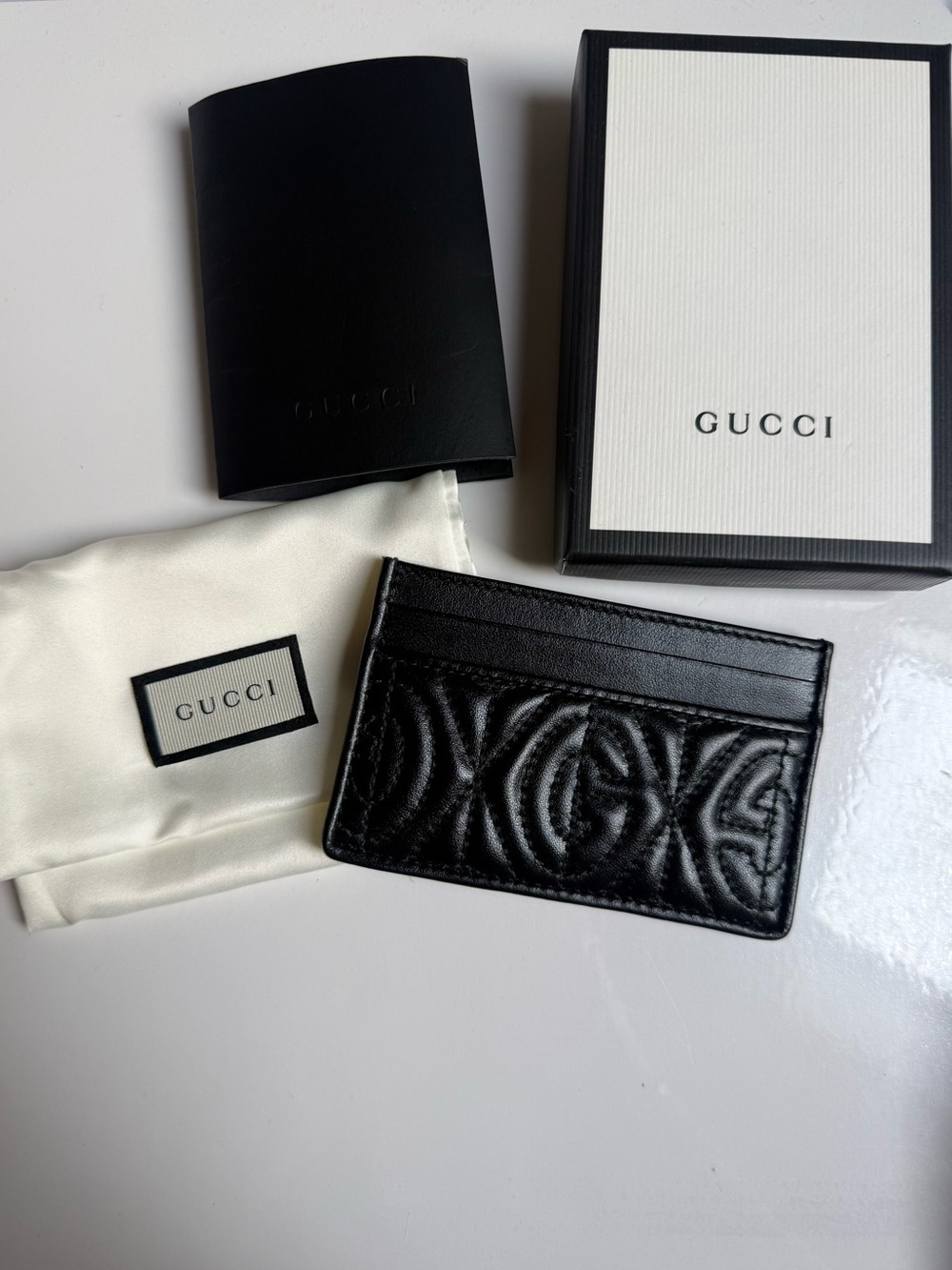 Gucci Rhombus Calfskin Leather Card Holder NWB